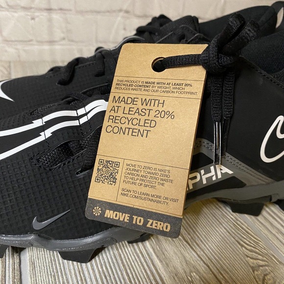 Nike Alpha Menace 3 Shark Football Cleats Men’s 8 Black CV0582-010 New - Picture 4 of 8